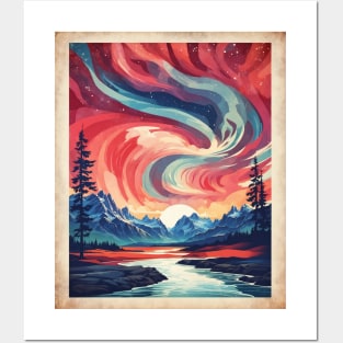 Canadian Landscape Aurora Boreal Vintage Poster Tourism Art Posters and Art